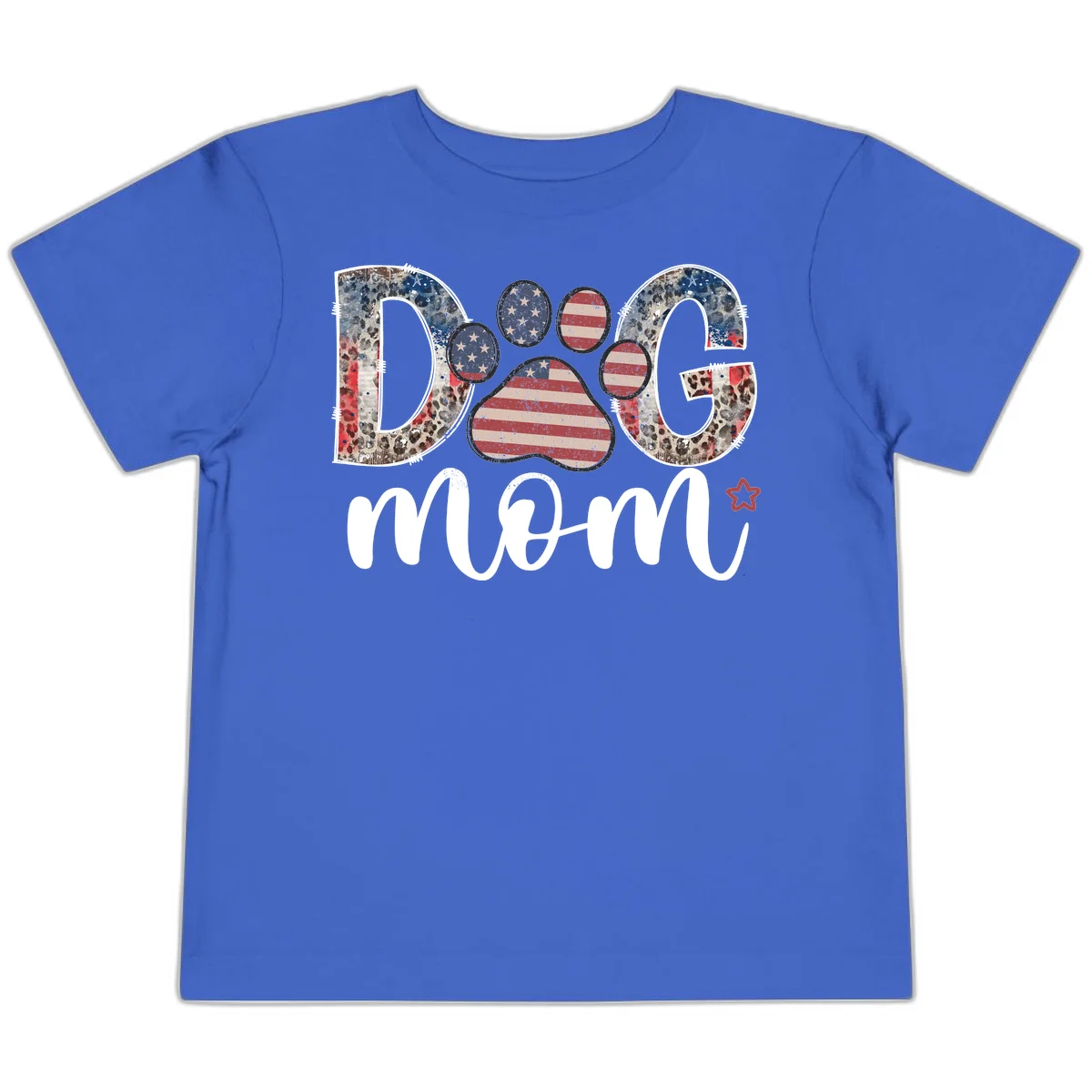 Distressed Patriotic Dog Paw Print Graphic Toddler T-Shirt in True Royal