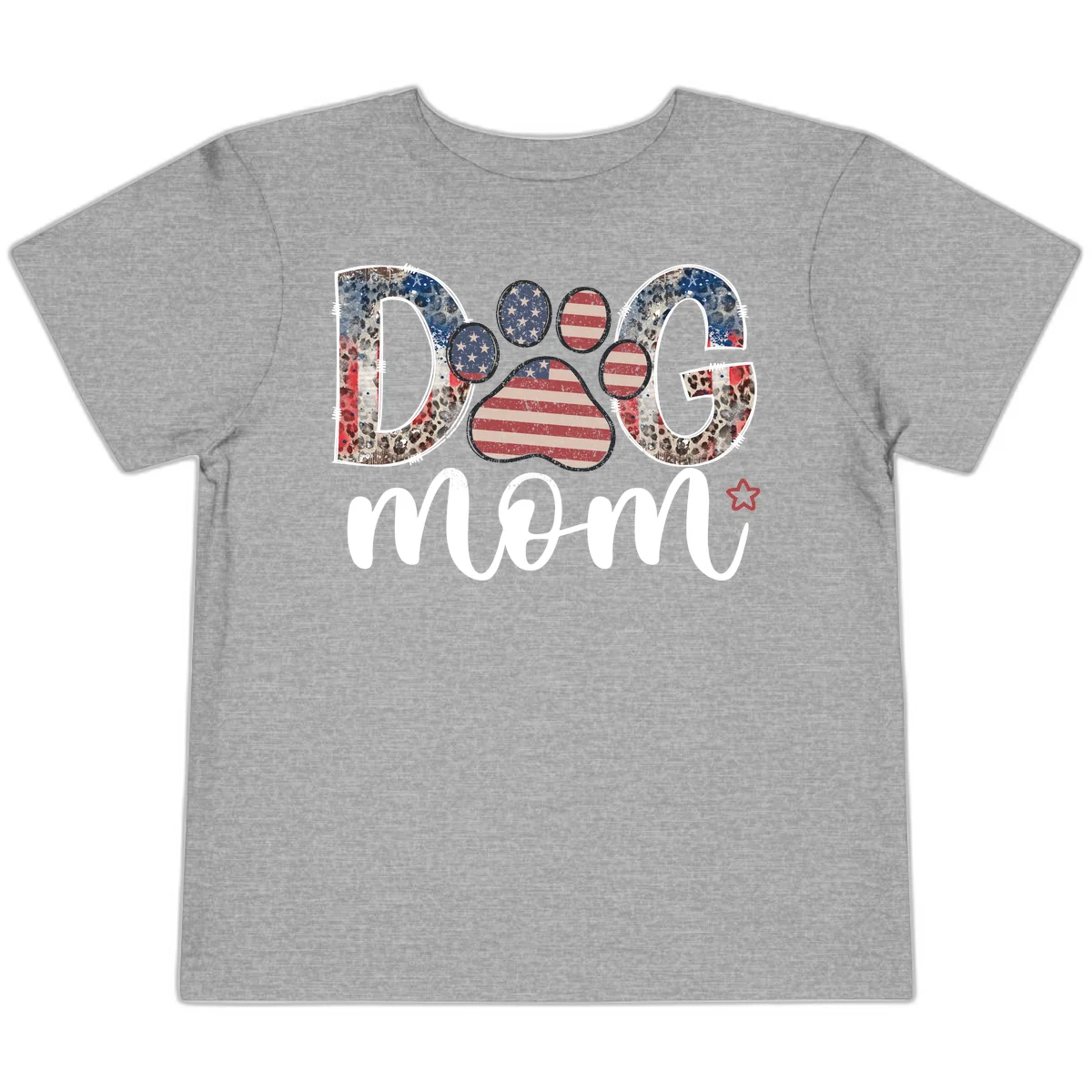Distressed Patriotic Dog Paw Print Graphic Toddler T-Shirt in Athletic Heather