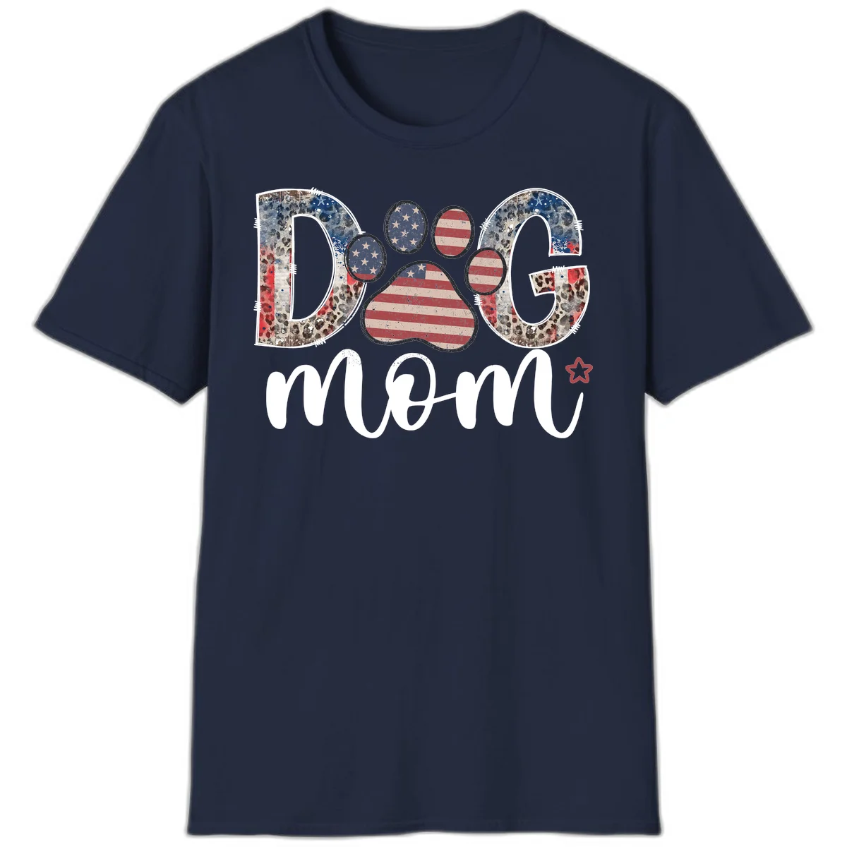 Distressed Patriotic Dog Paw Print Graphic T-Shirt in Navy