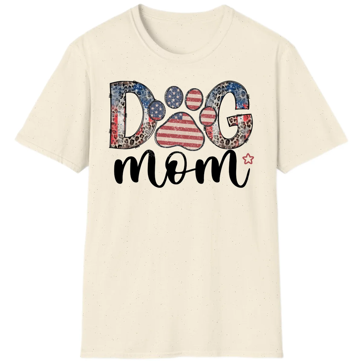 Distressed Patriotic Dog Paw Print Graphic T-Shirt in Natural