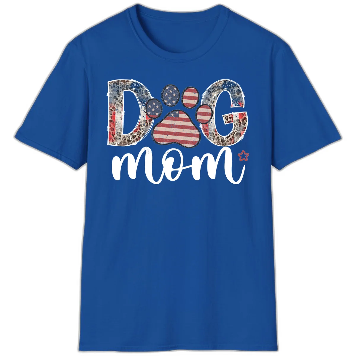 Distressed Patriotic Dog Paw Print Graphic T-Shirt in Royal