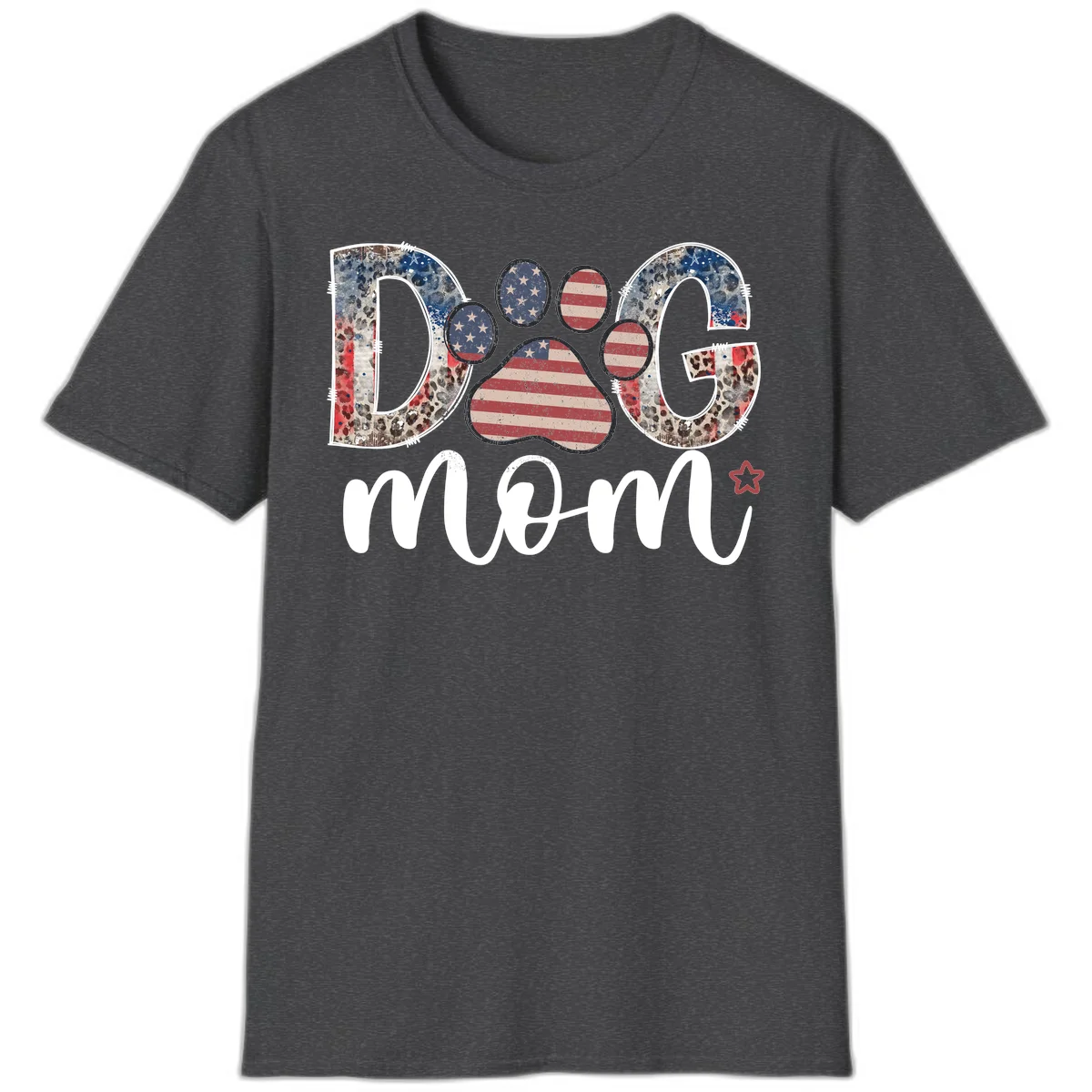 Distressed Patriotic Dog Paw Print Graphic T-Shirt in Dark Heather