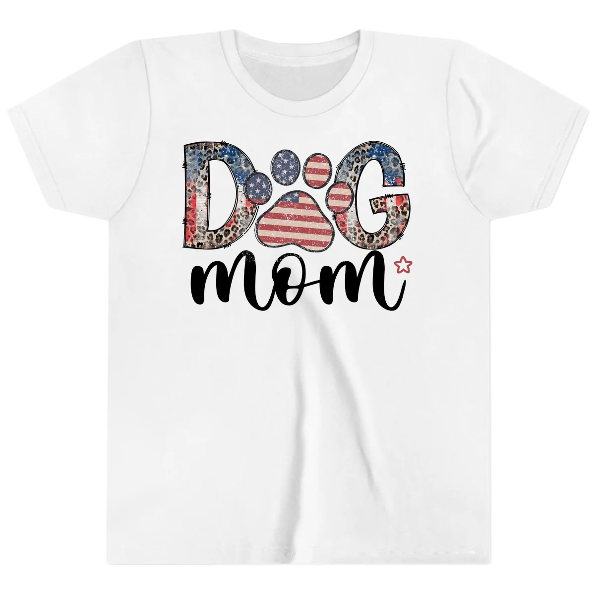Distressed Patriotic Dog Paw Print Graphic Youth T-Shirt in White
