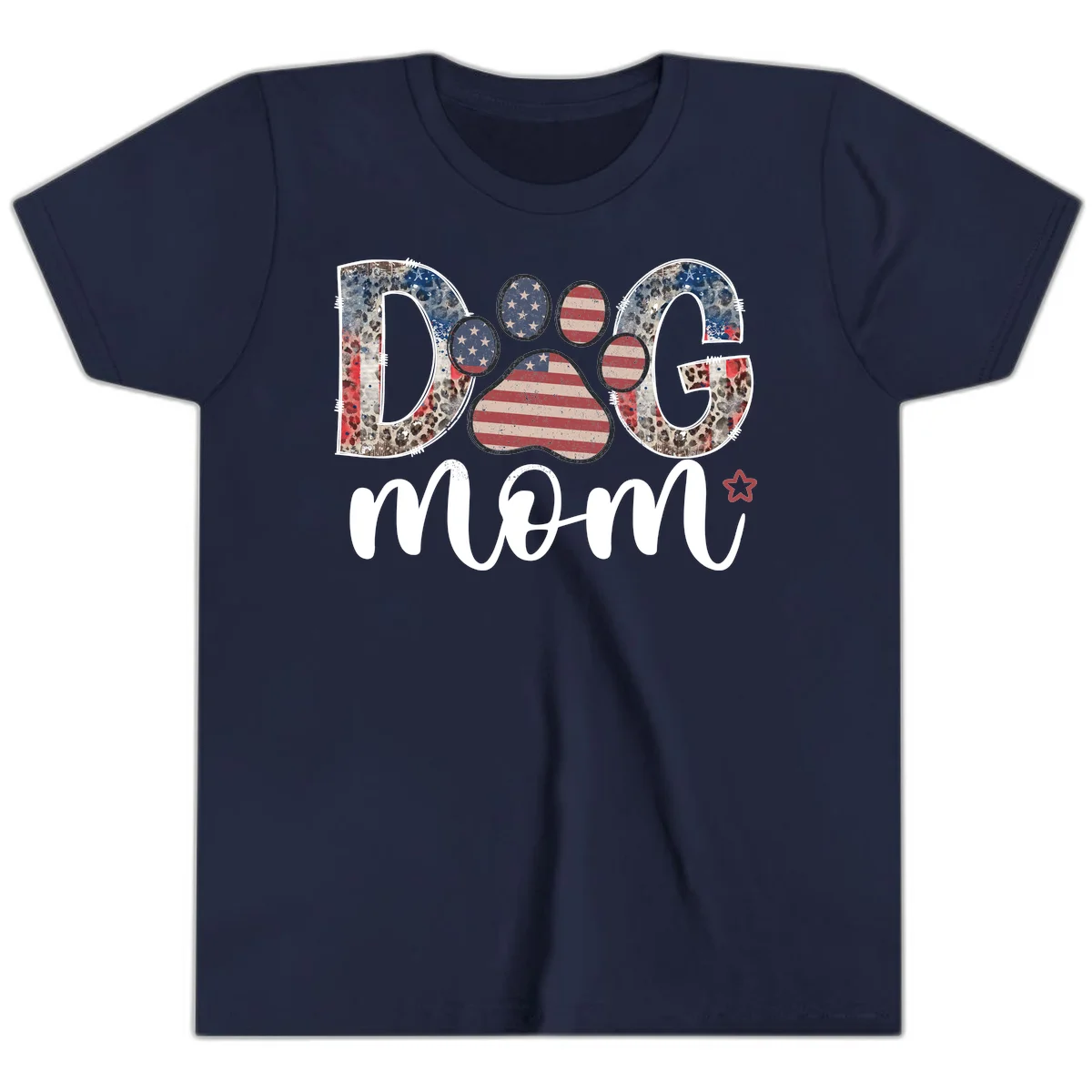 Distressed Patriotic Dog Paw Print Graphic Youth T-Shirt in Navy