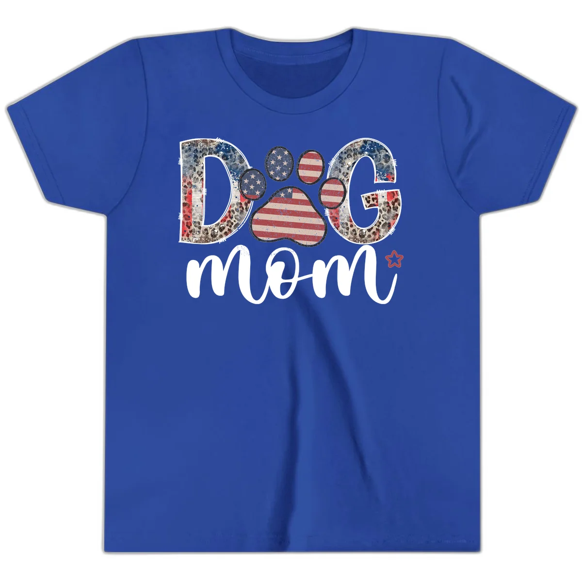 Distressed Patriotic Dog Paw Print Graphic Youth T-Shirt in True Royal