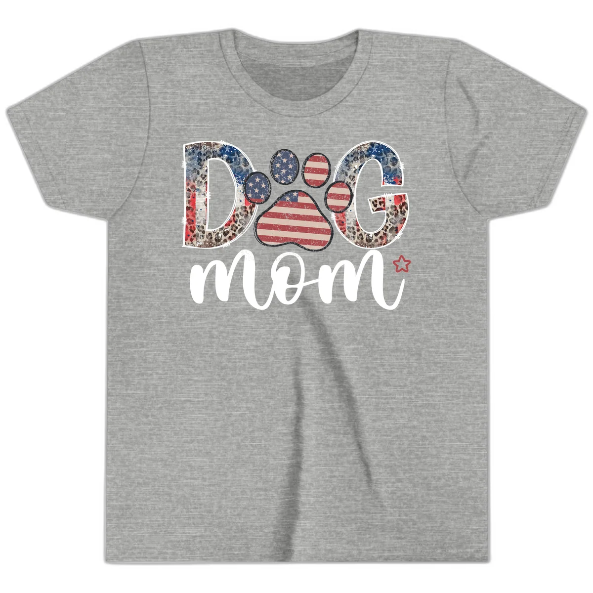 Distressed Patriotic Dog Paw Print Graphic Youth T-Shirt in Athletic Heather