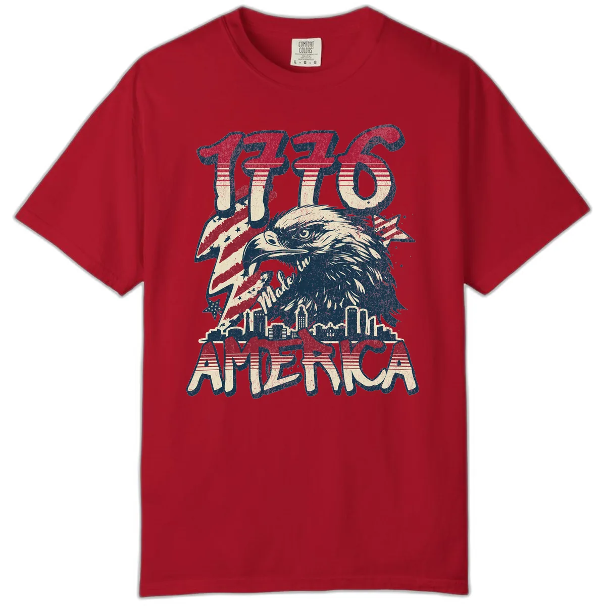 1776 Made in America Patriotic Eagle Heritage Design Comfort Color in Red
