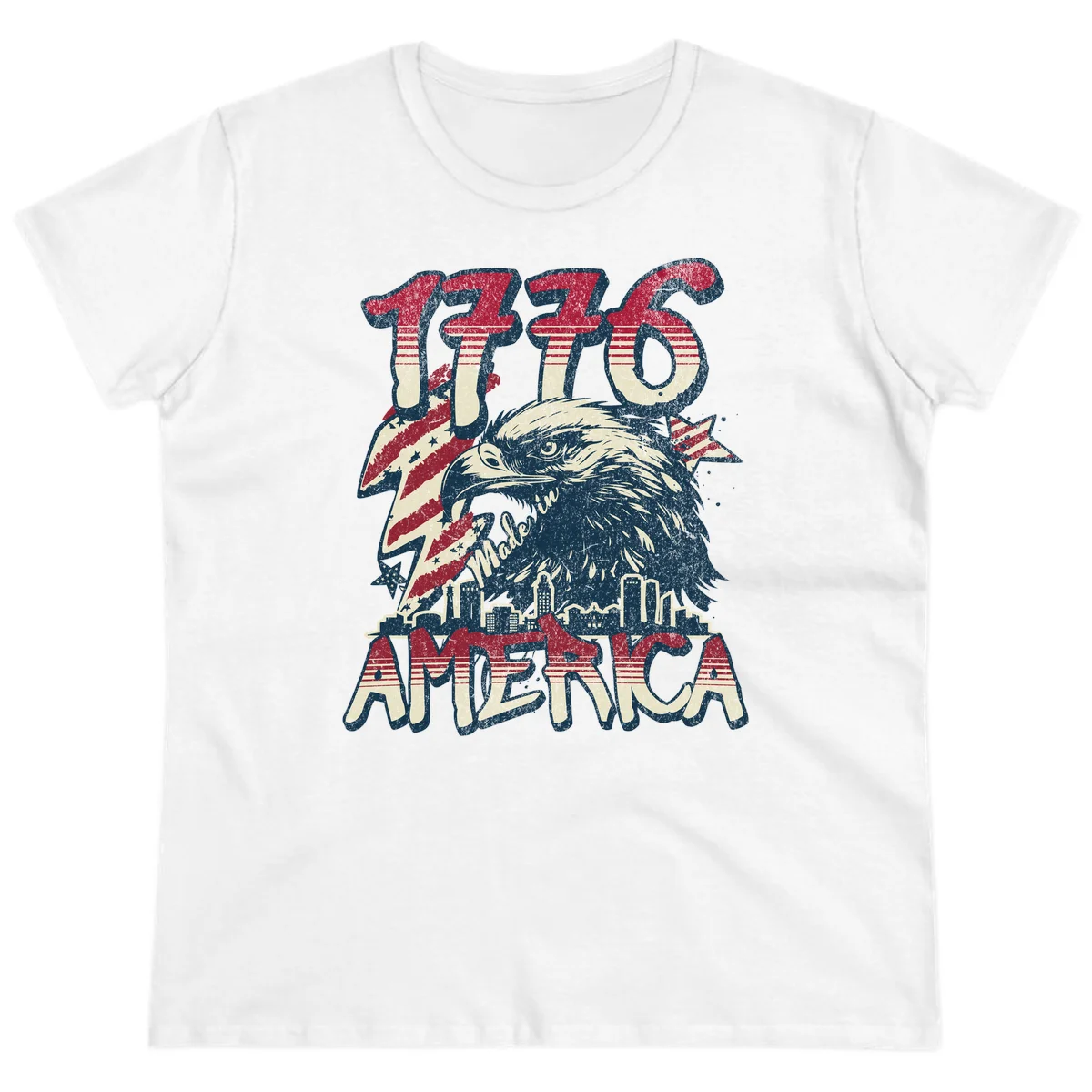 1776 Made in America Ladies Tee in White