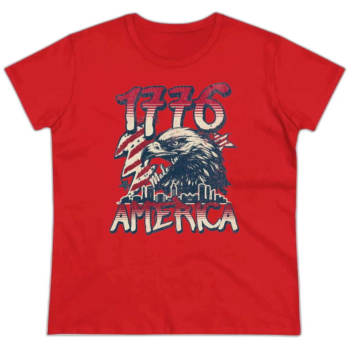 1776 Made in America Ladies Tee in Red