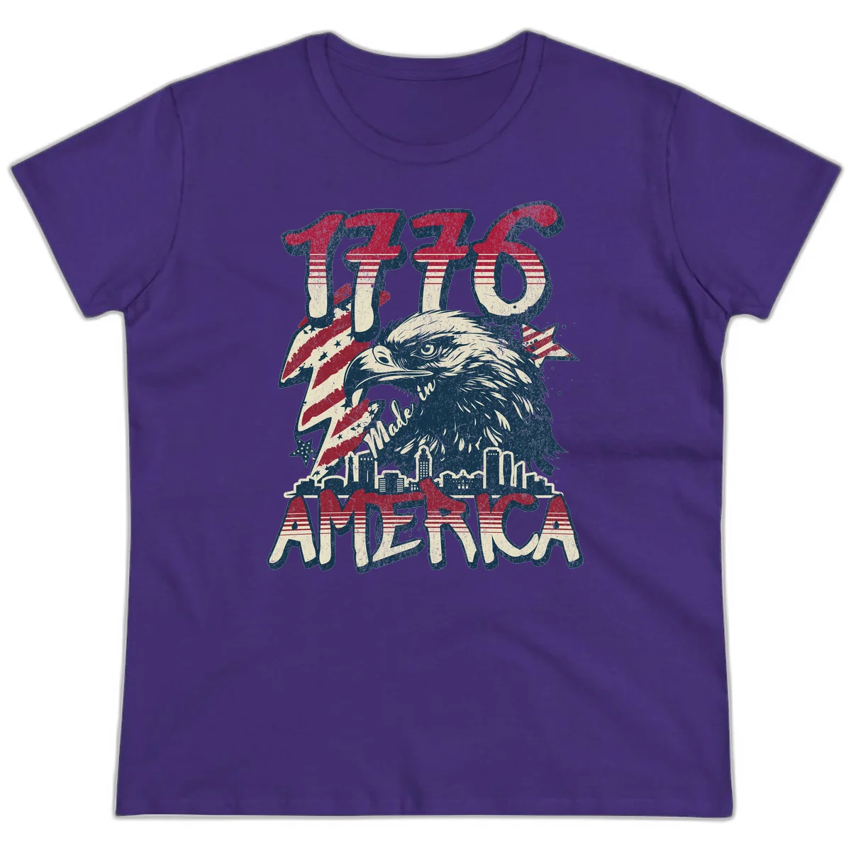 1776 Made in America Ladies Tee in Purple