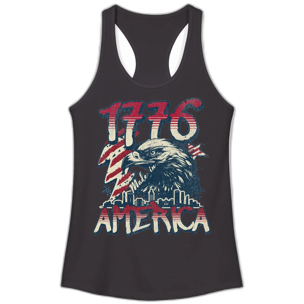 1776 Made in America Ladies Tank in Black