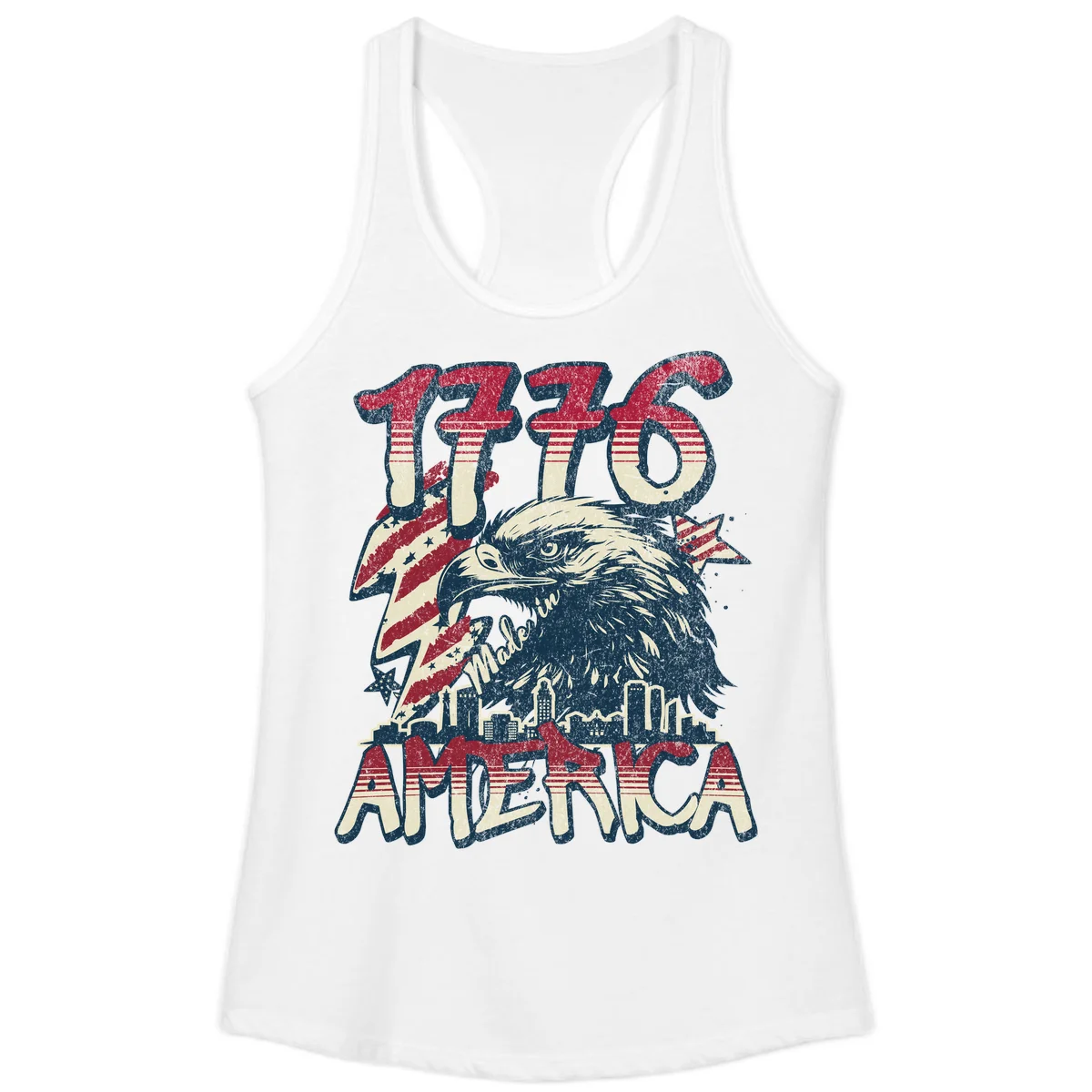 1776 Made in America Ladies Tank in White