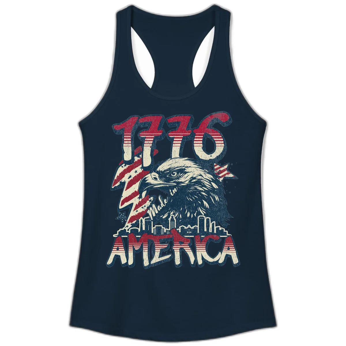 1776 Made in America Ladies Tank in Solid Midnight Navy