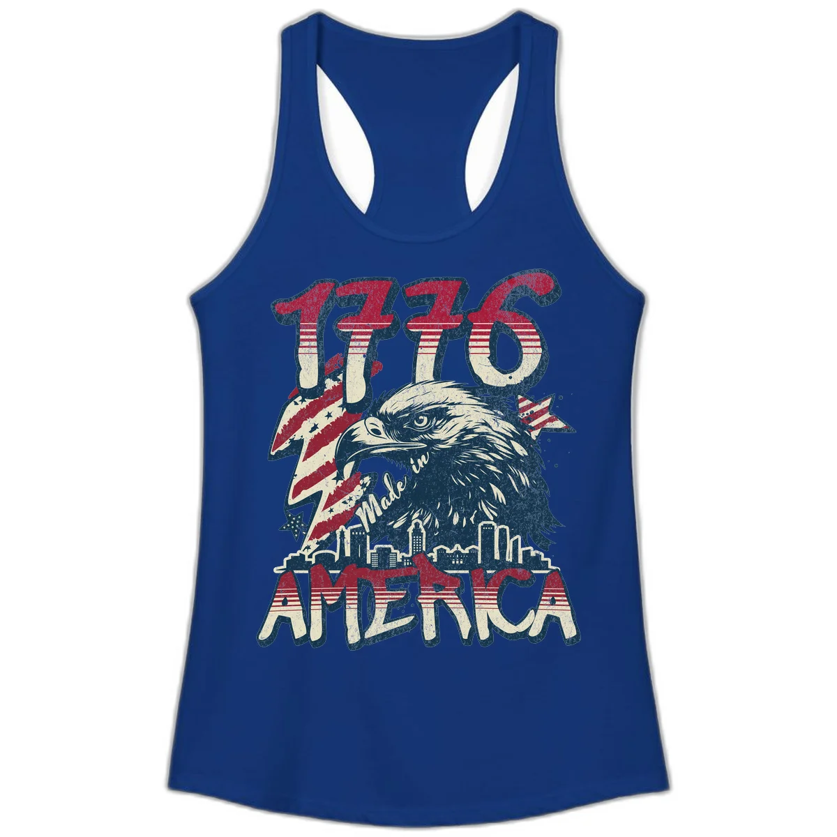 1776 Made in America Ladies Tank in Solid Royal