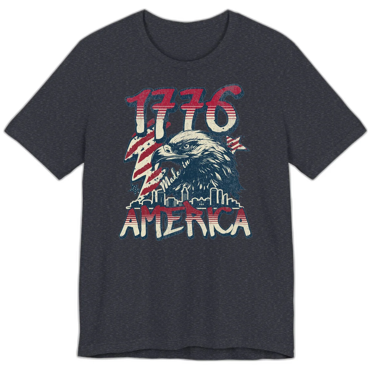1776 Made in America Premium T-Shirt in Heather Navy
