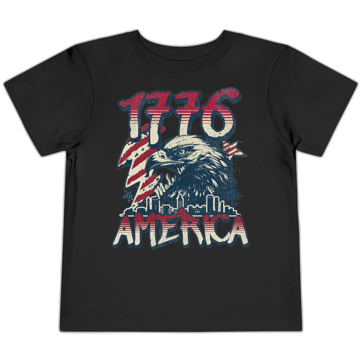 1776 Made in America Toddler T-Shirt in Black