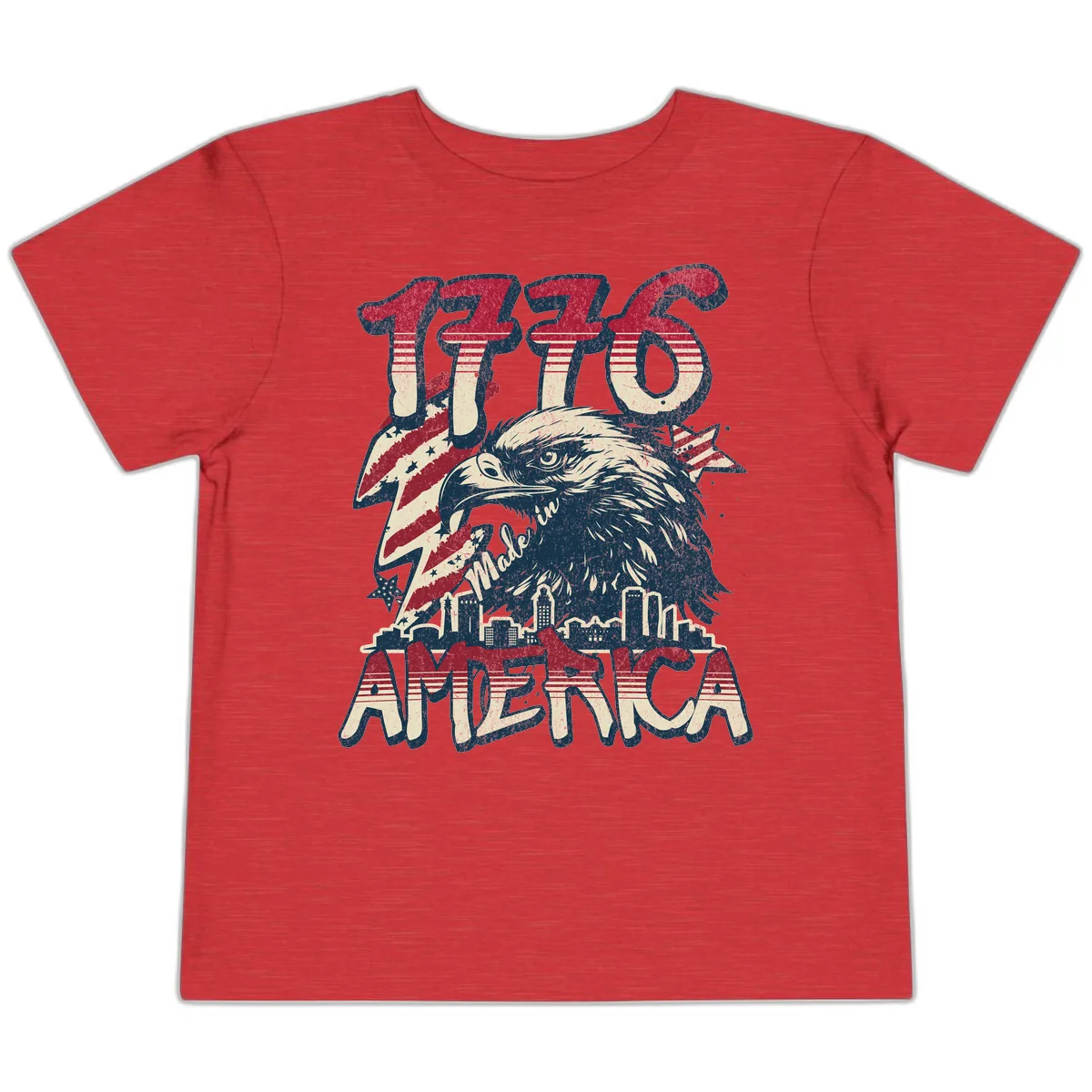 1776 Made in America Patriotic Eagle Heritage Design Toddler T-Shirt in Heather Red