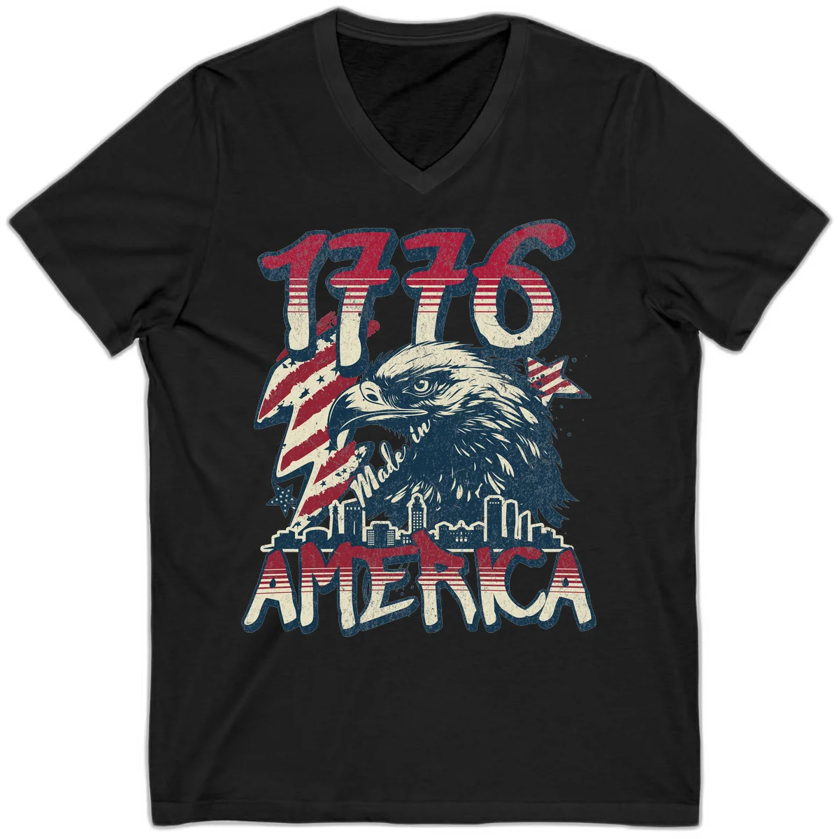1776 Made in America V-Neck in Black