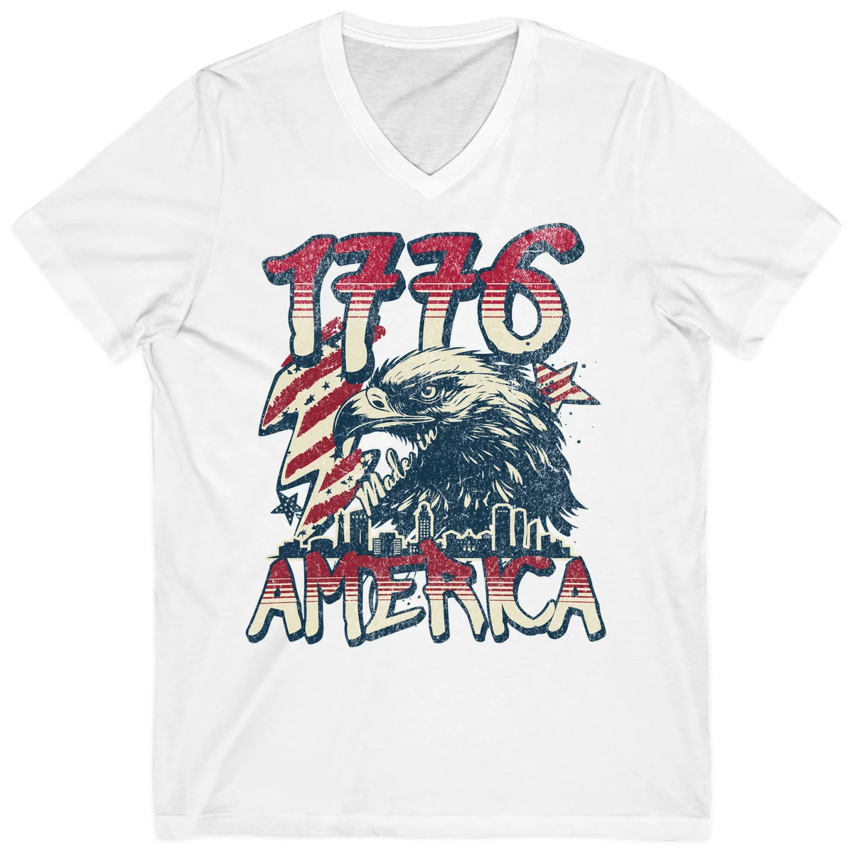 1776 Made in America V-Neck in White