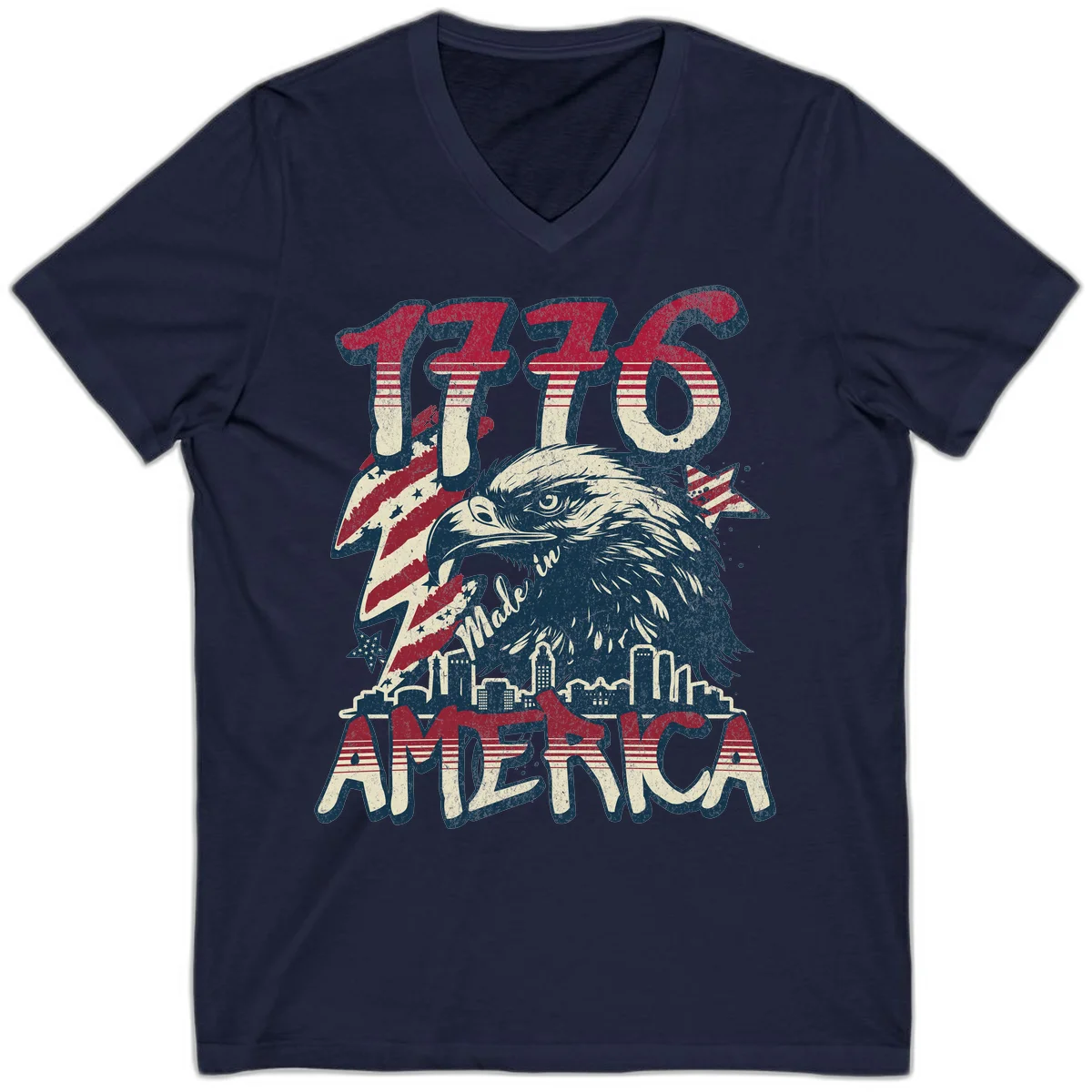 1776 Made in America V-Neck in Navy
