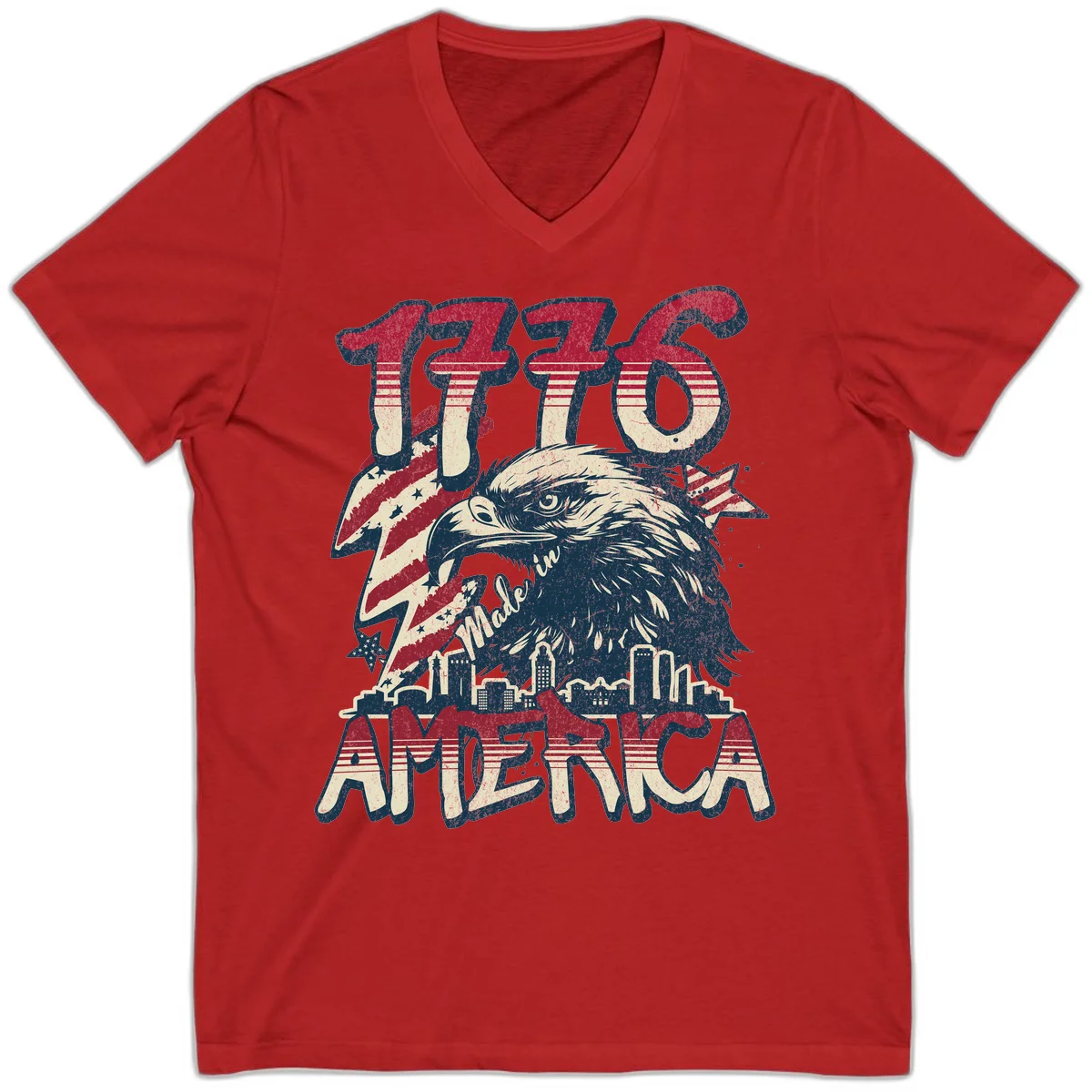 1776 Made in America V-Neck in Red