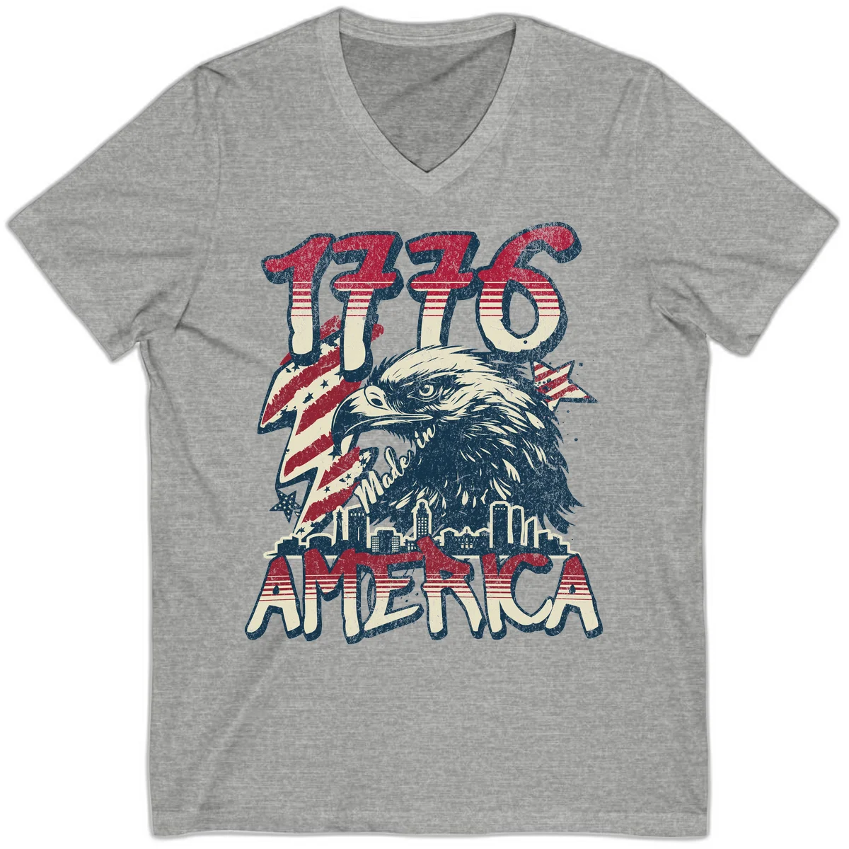 1776 Made in America V-Neck in Athletic Heather
