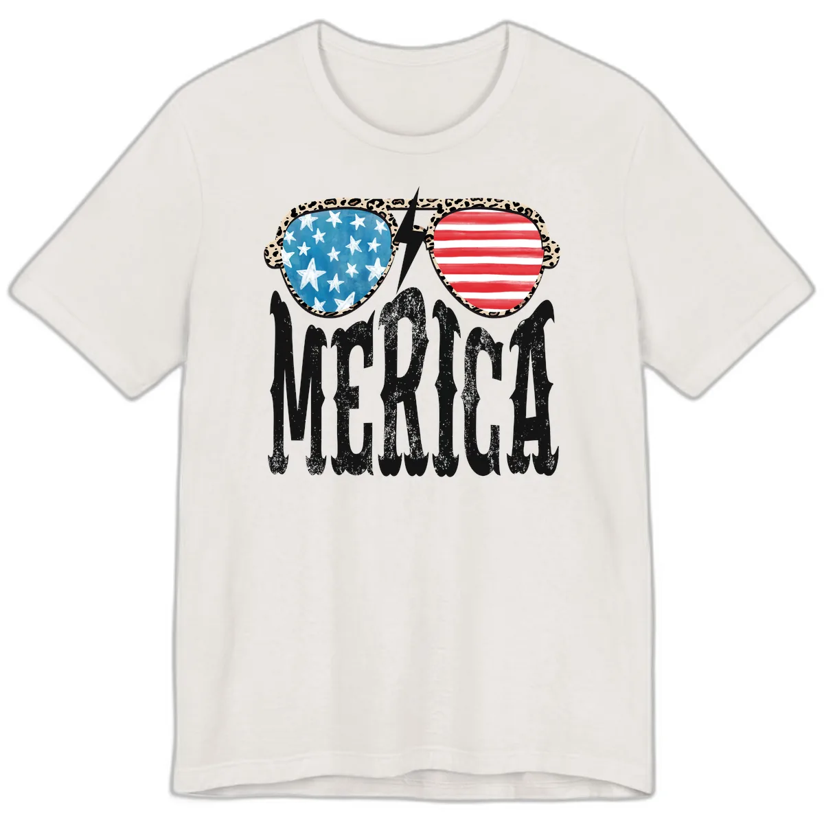 Patriotic Leopard Print Sunglasses Merica Design Premium T-Shirt in Vintage White