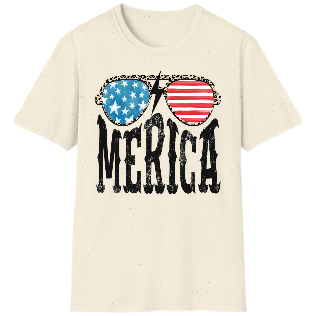 Patriotic Leopard Print Sunglasses Merica T-Shirt in Natural