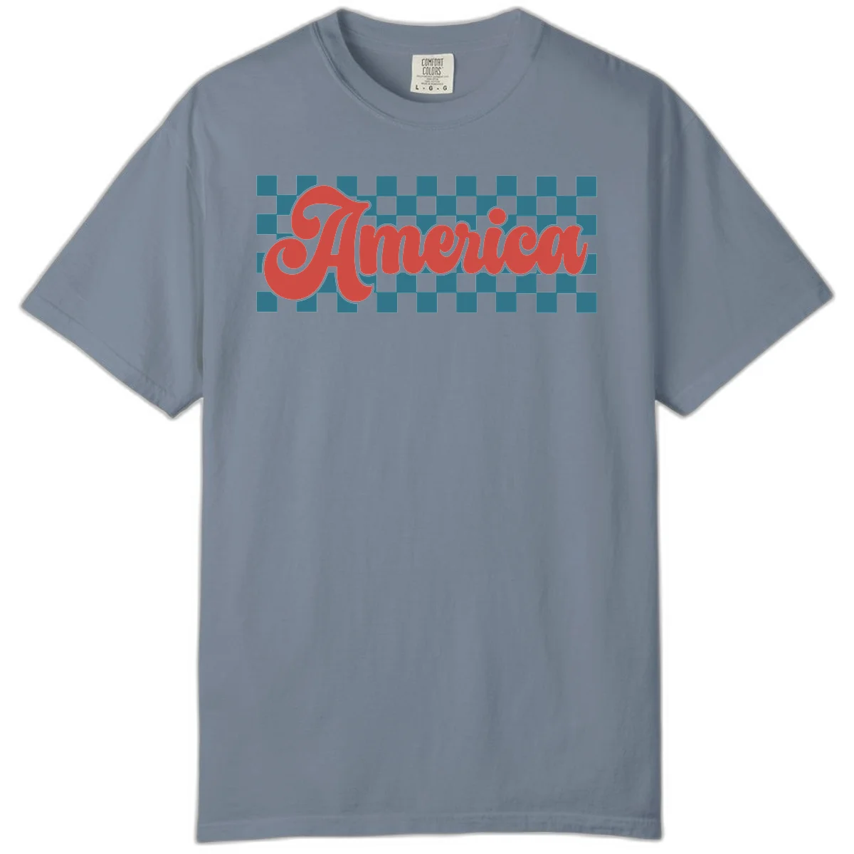 Retro America Checkerboard Comfort Color in Blue Jean