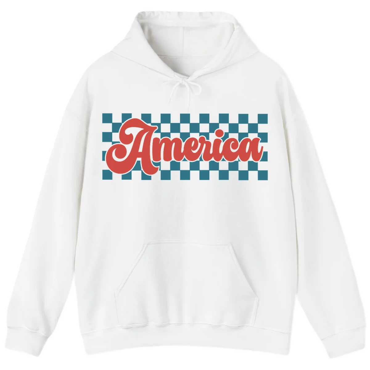 Retro America Checkerboard Hoodie in White