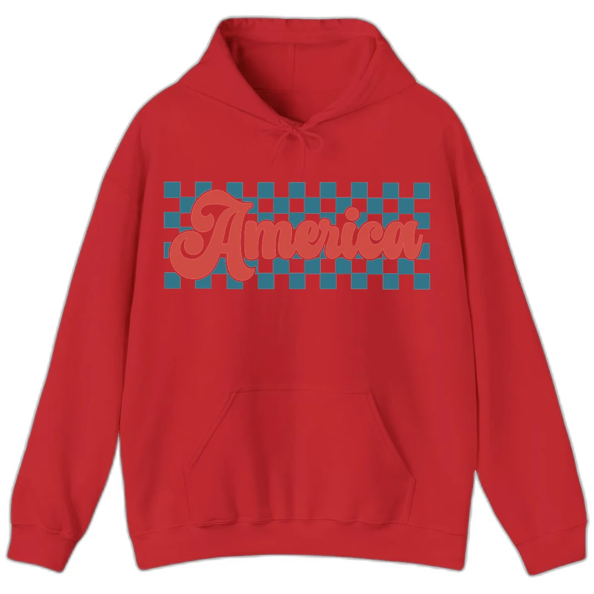 Retro America Checkerboard Hoodie in Red