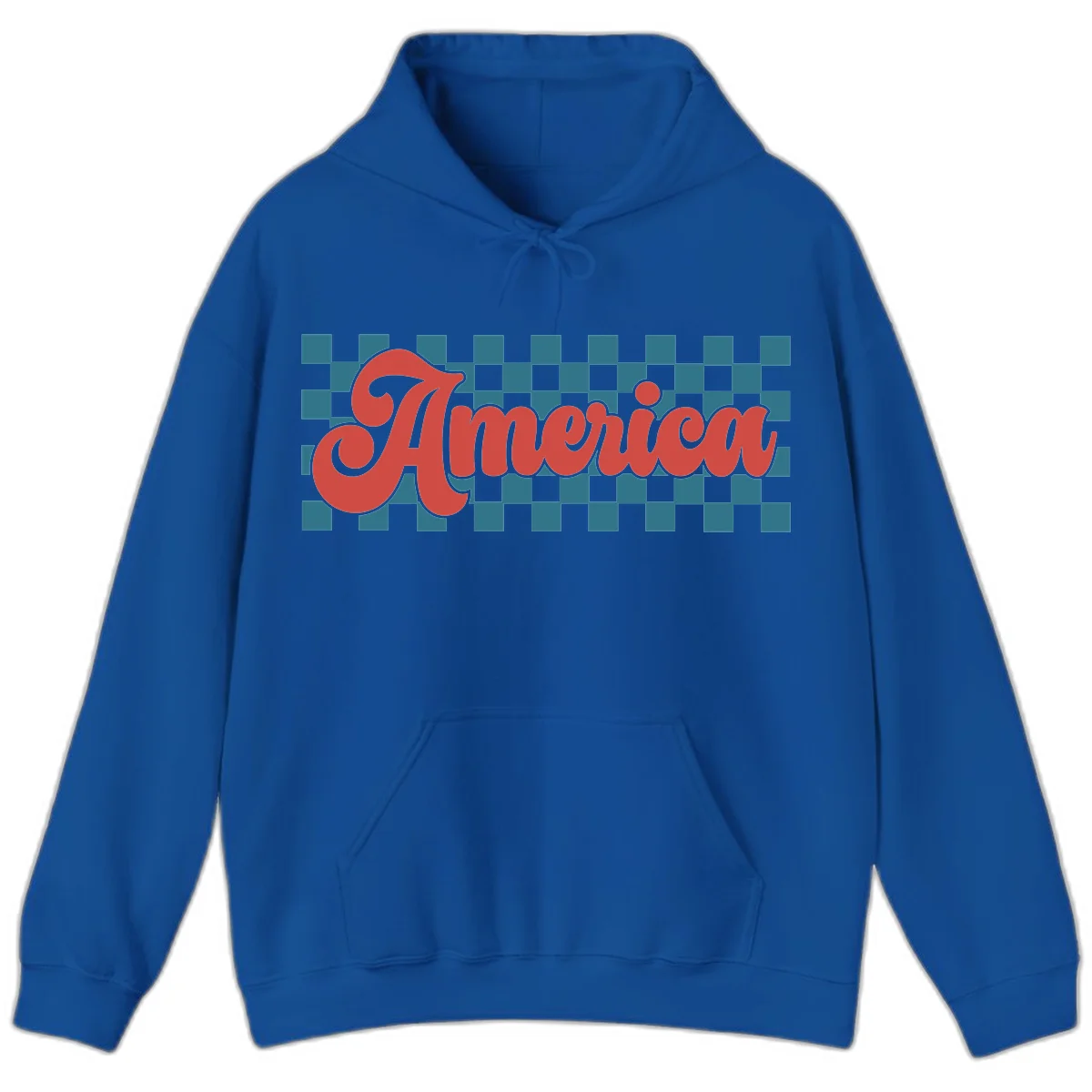 Retro America Checkerboard Hoodie in Royal