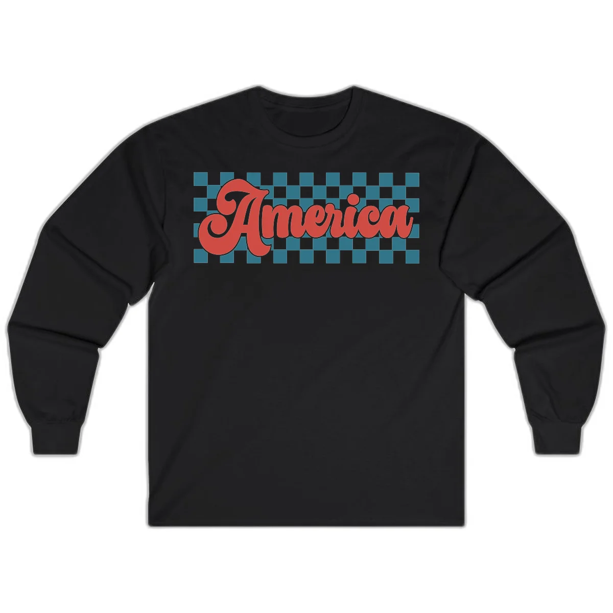 Retro America Checkerboard Long Sleeve in Black