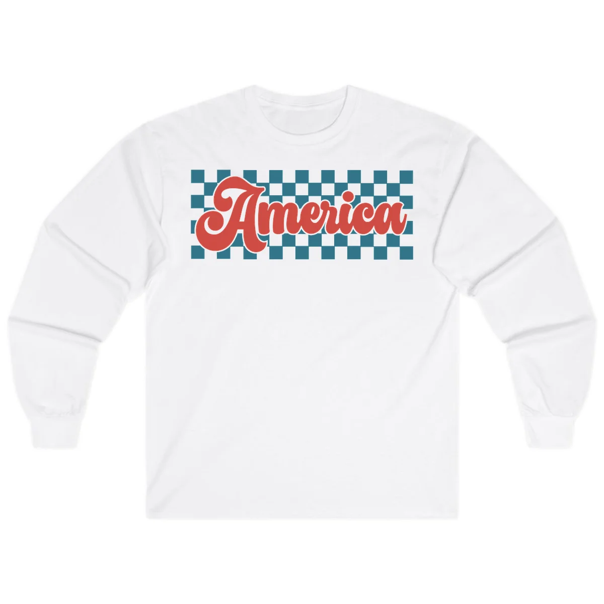 Retro America Checkerboard Long Sleeve in White