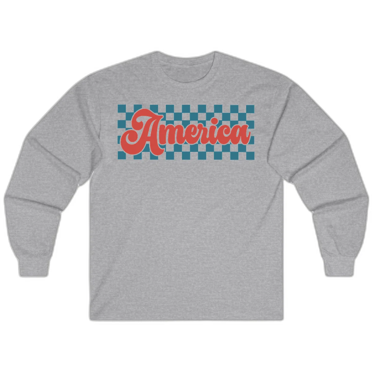 Retro America Checkerboard Long Sleeve in Sport Grey