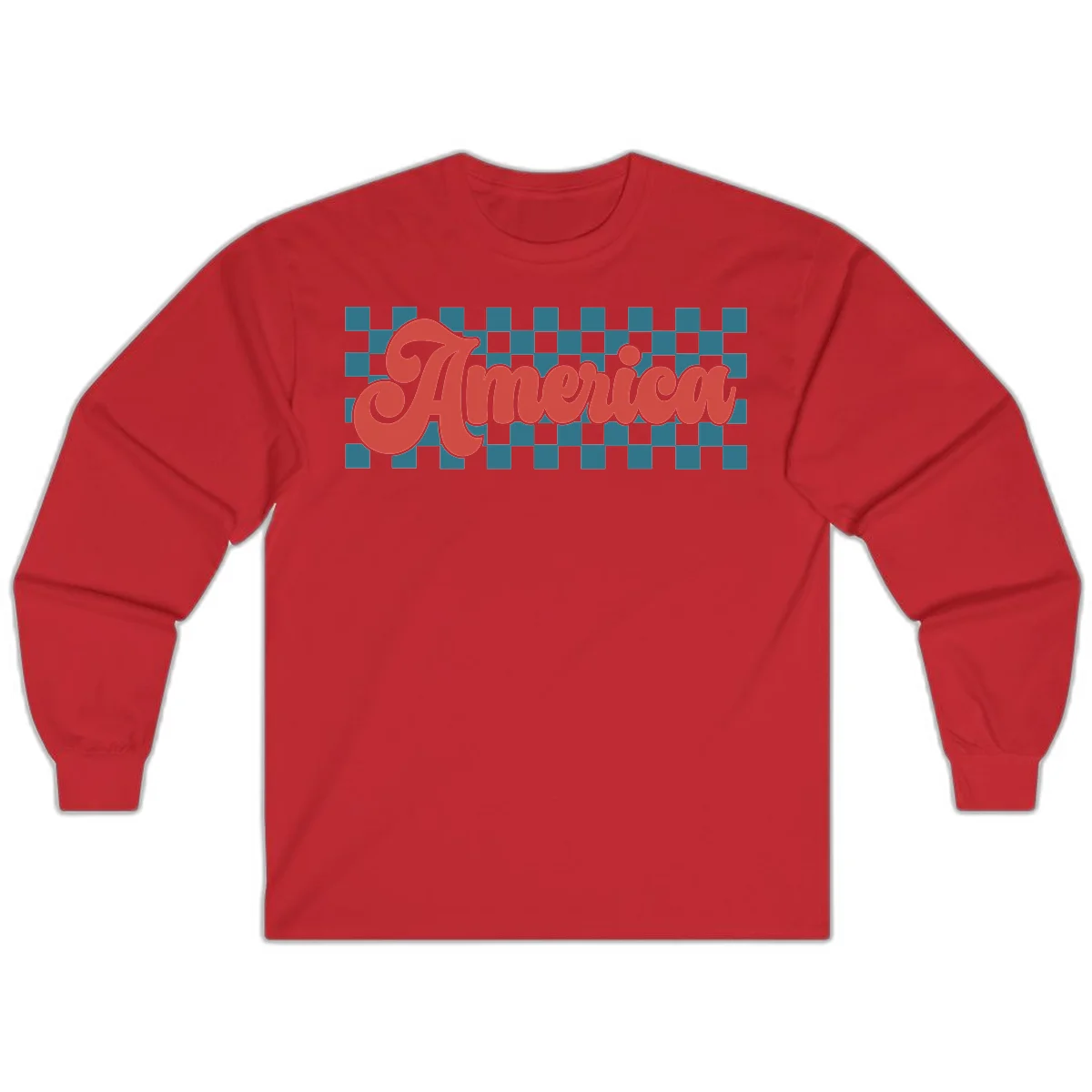 Retro America Checkerboard Long Sleeve in Red