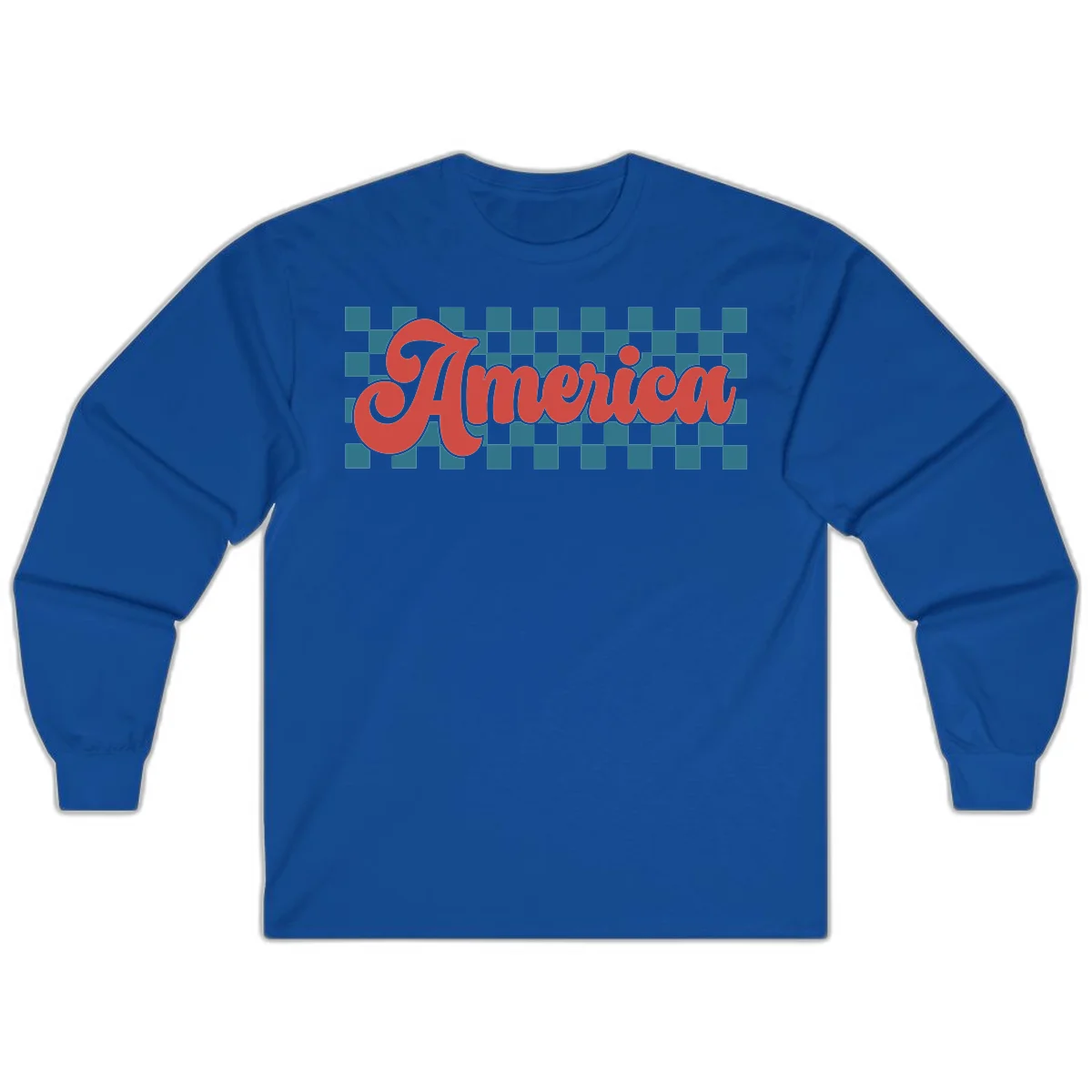 Retro America Checkerboard Long Sleeve in Royal