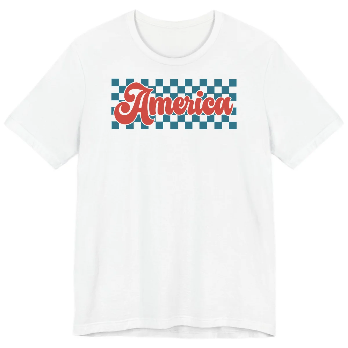 Retro America Checkerboard Premium T-Shirt in White