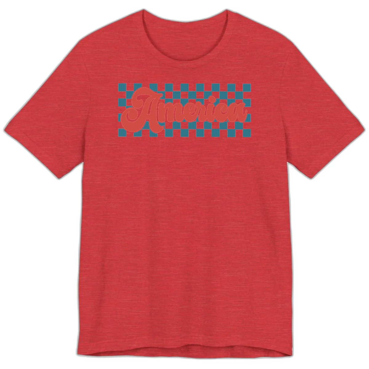 Retro America Checkerboard Premium T-Shirt in Heather Red
