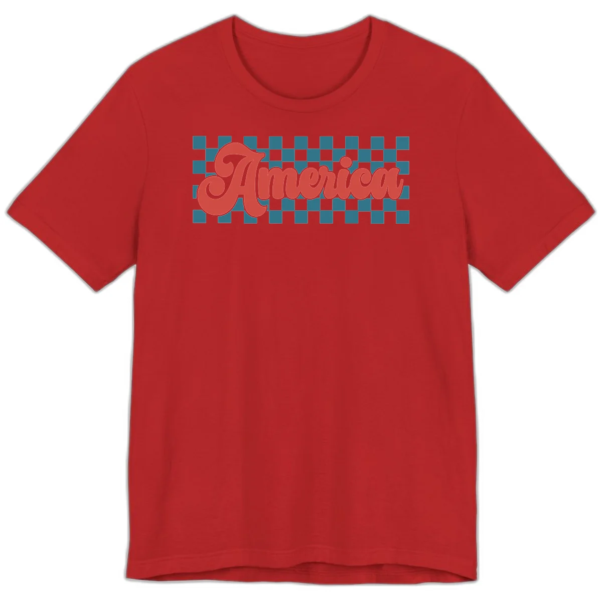 Retro America Checkerboard Premium T-Shirt in Red