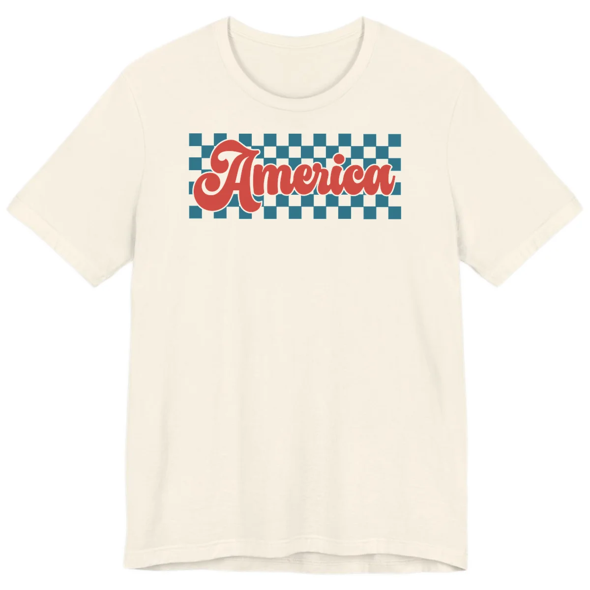 Retro America Checkerboard Premium T-Shirt in Natural