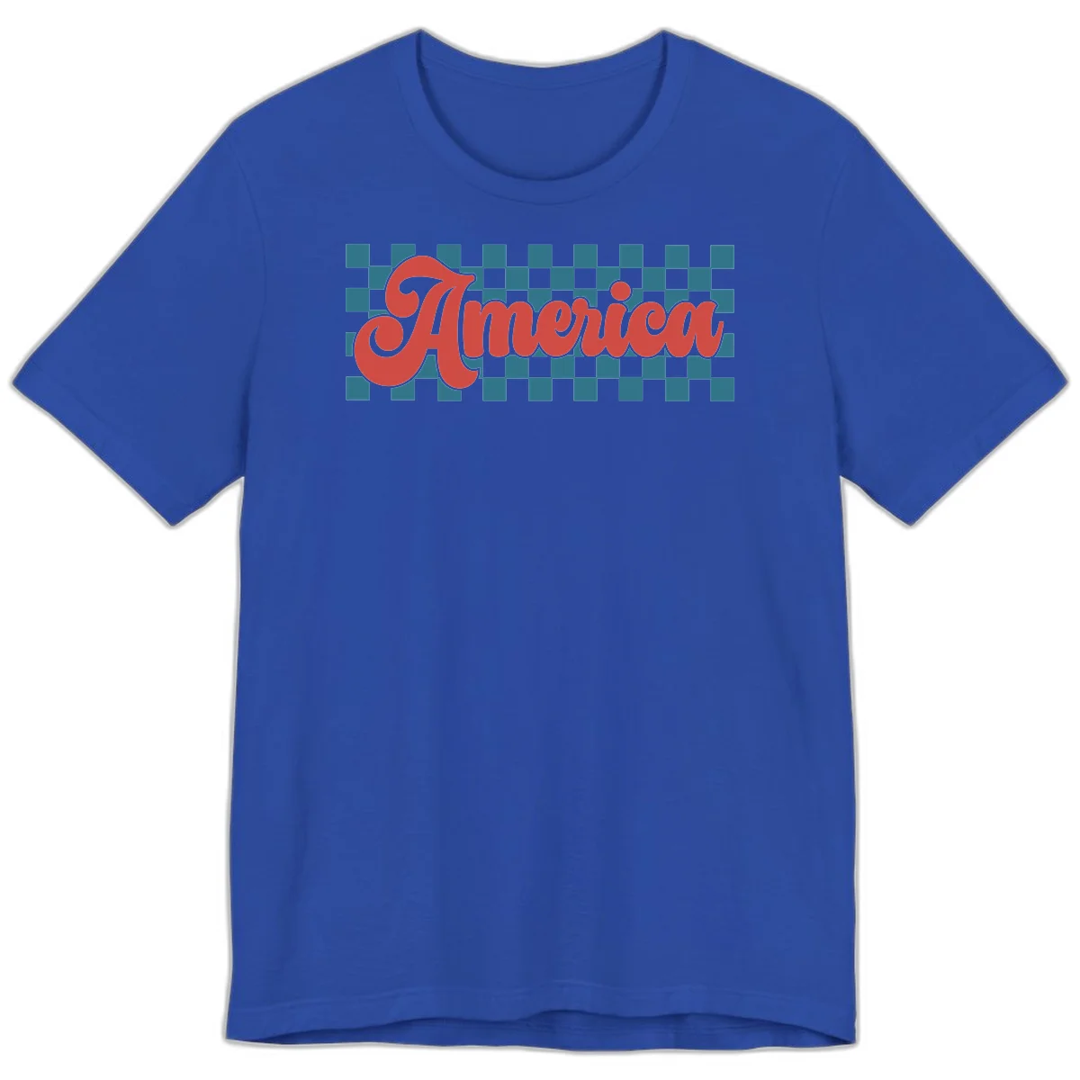 Retro America Checkerboard Premium T-Shirt in True Royal