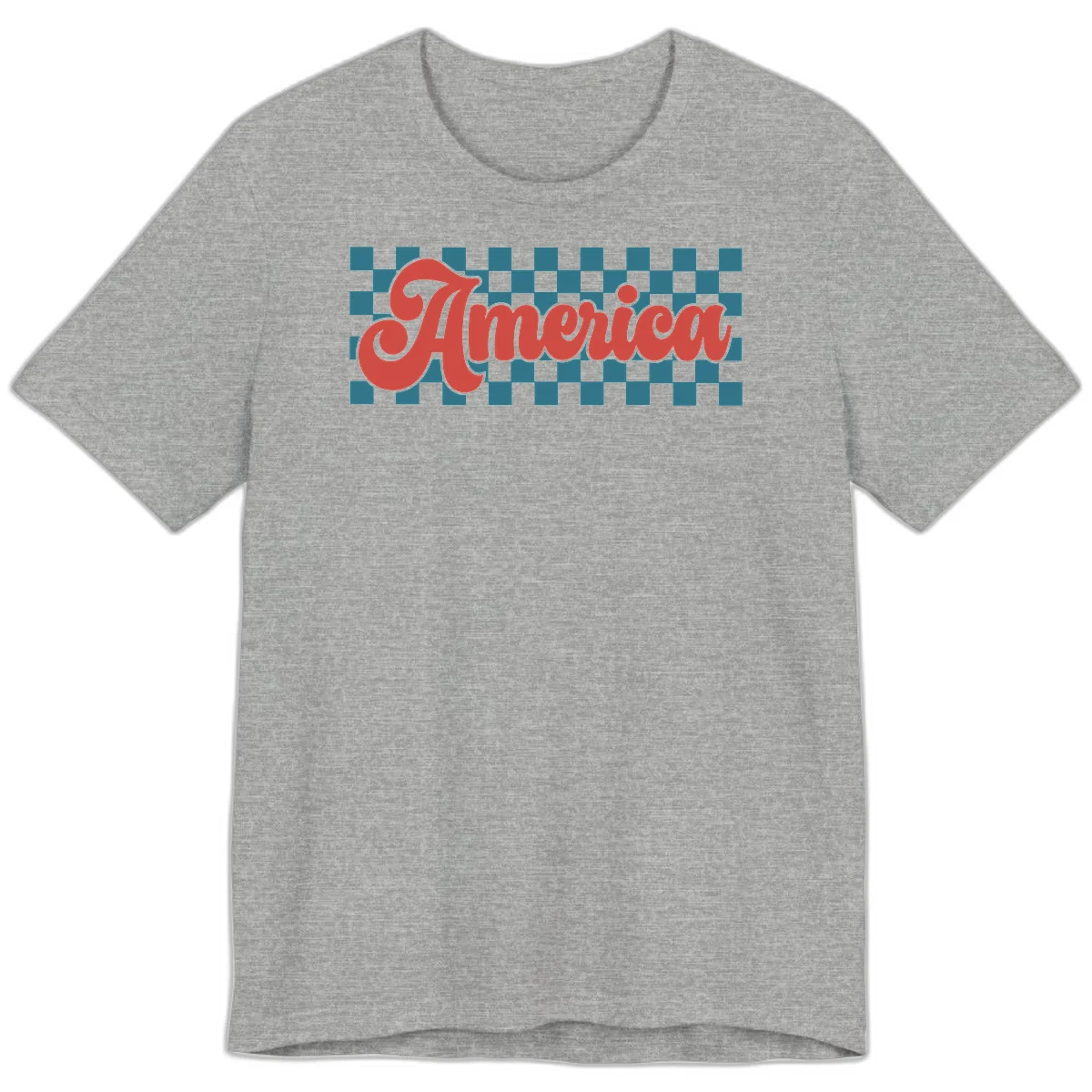 Retro America Checkerboard Premium T-Shirt in Athletic Heather
