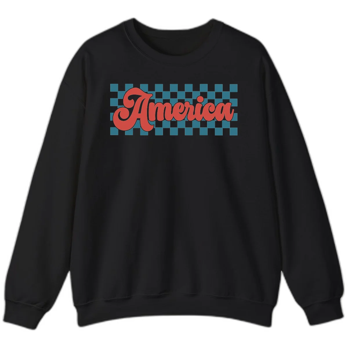 Retro America Checkerboard Sweatshirt in Black