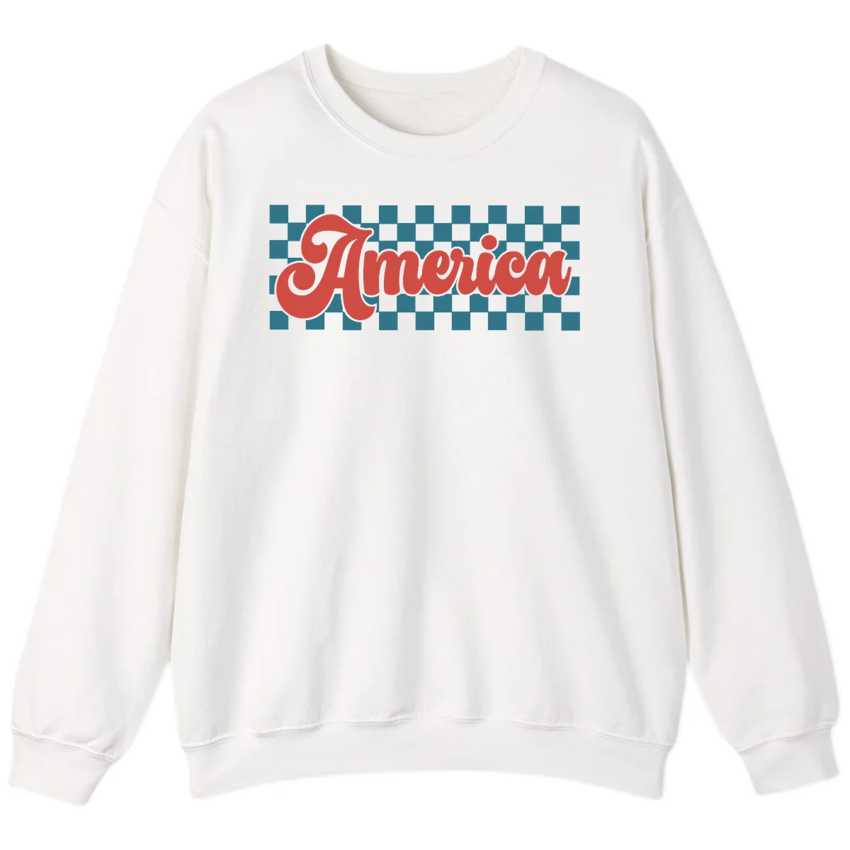 Retro America Checkerboard Sweatshirt in White
