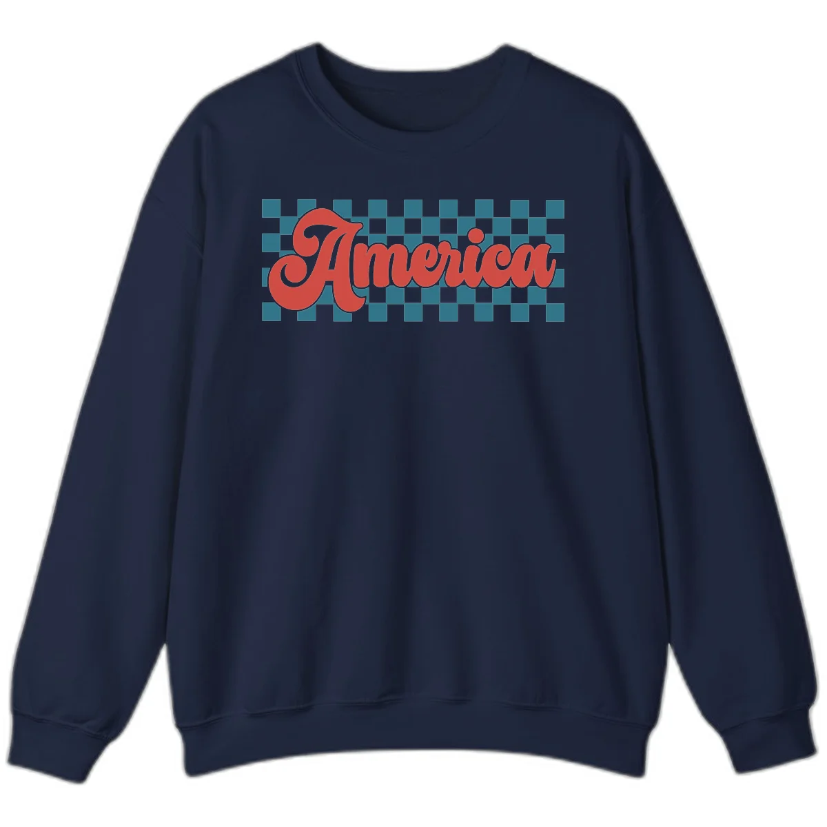 Retro America Checkerboard Sweatshirt in Navy