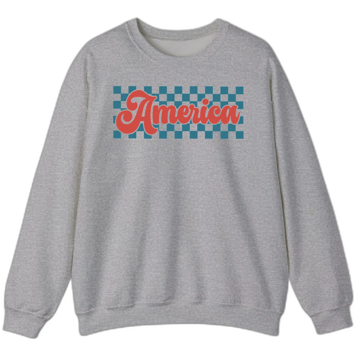 Retro America Checkerboard Sweatshirt in Sport Grey