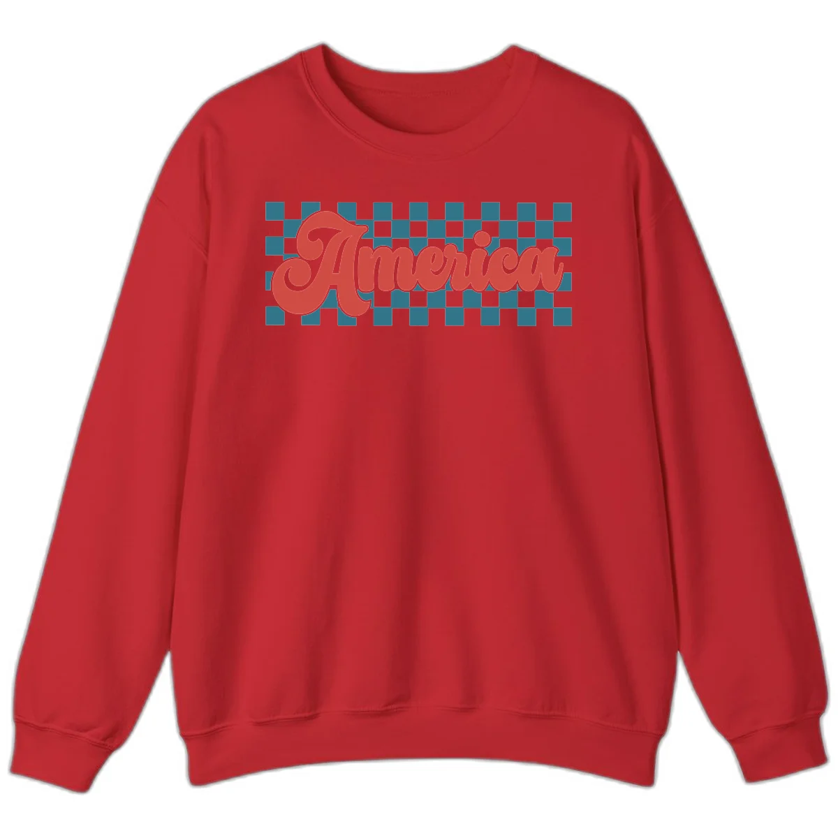 Retro America Checkerboard Sweatshirt in Red