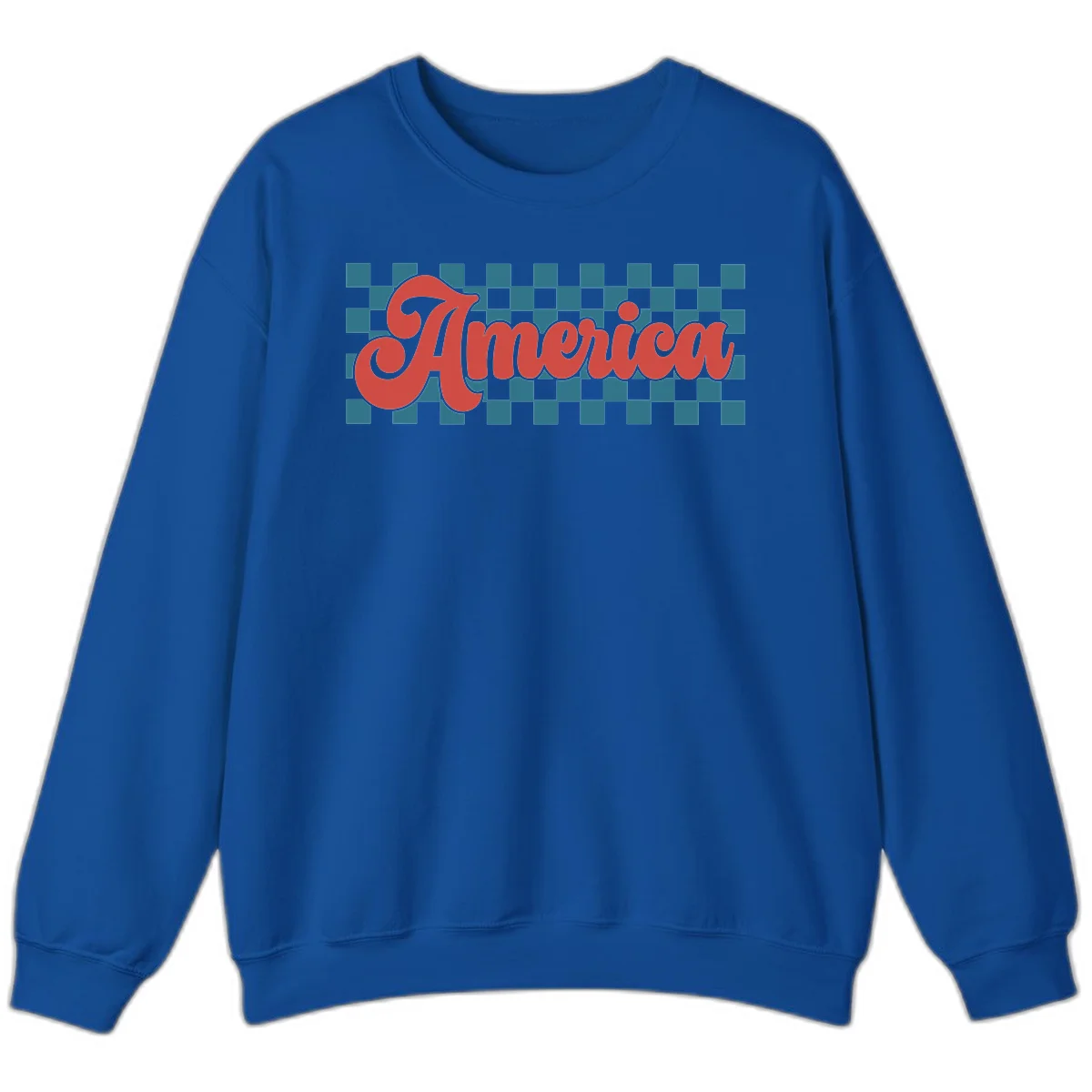 Retro America Checkerboard Sweatshirt in Royal