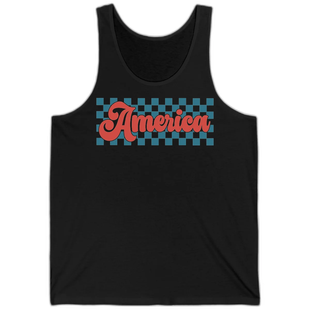 Retro America Checkerboard Tank in Black
